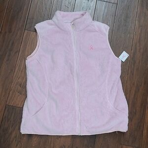 NWT Lady Hagen Soft Pink Fleece Vest with Breast Cancer Awareness emblem size XL